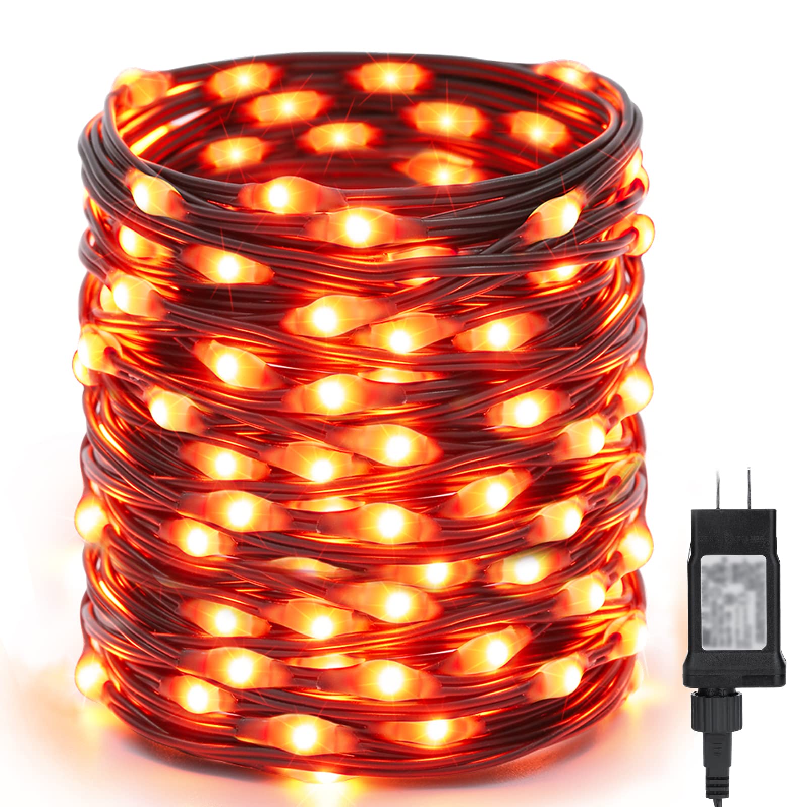Brizled Halloween Lights Outdoor, 72ft 200 LED Orange String